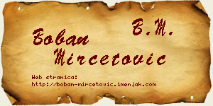Boban Mirčetović vizit kartica